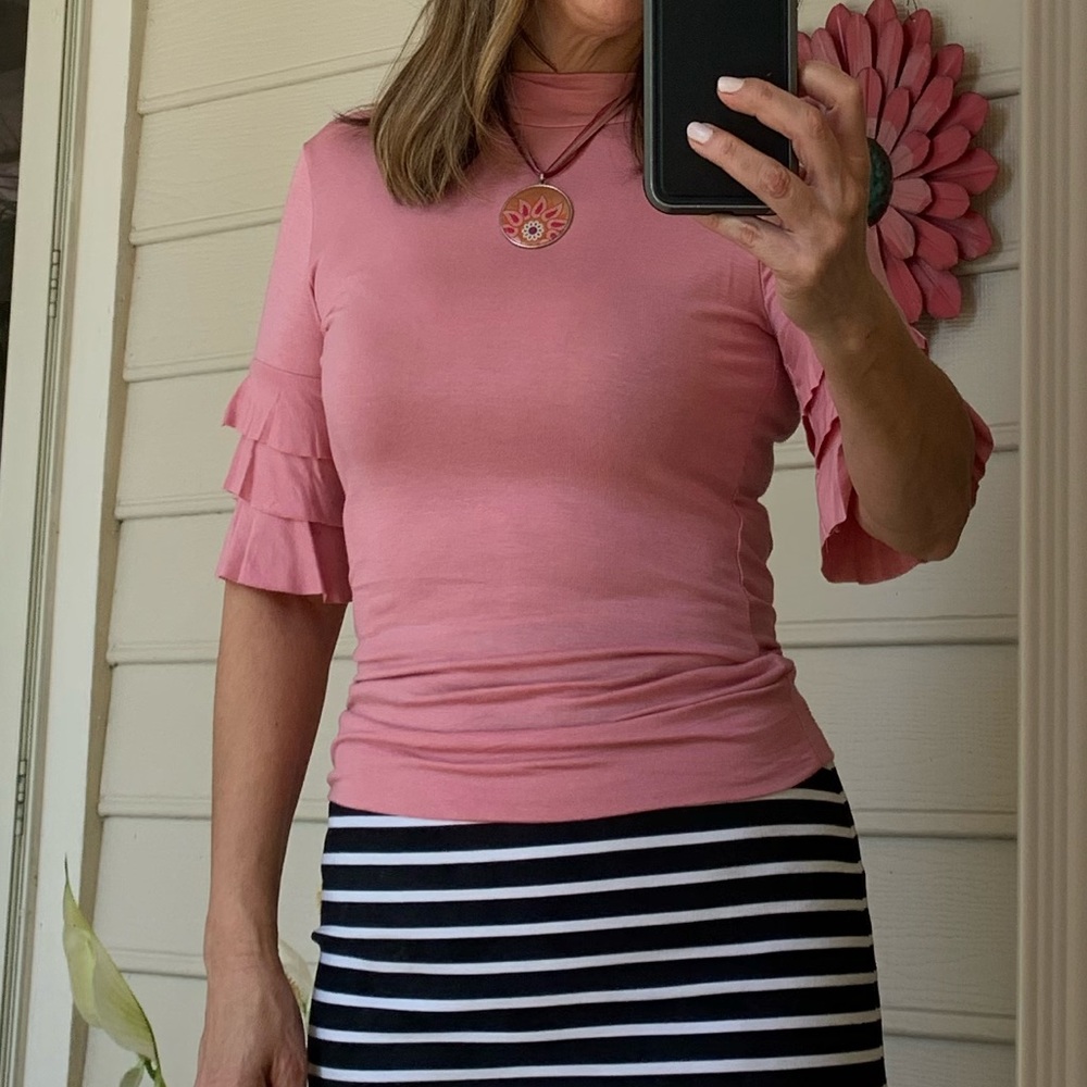 NEW- Pink Ruffle Top - Picture 2 of 5
